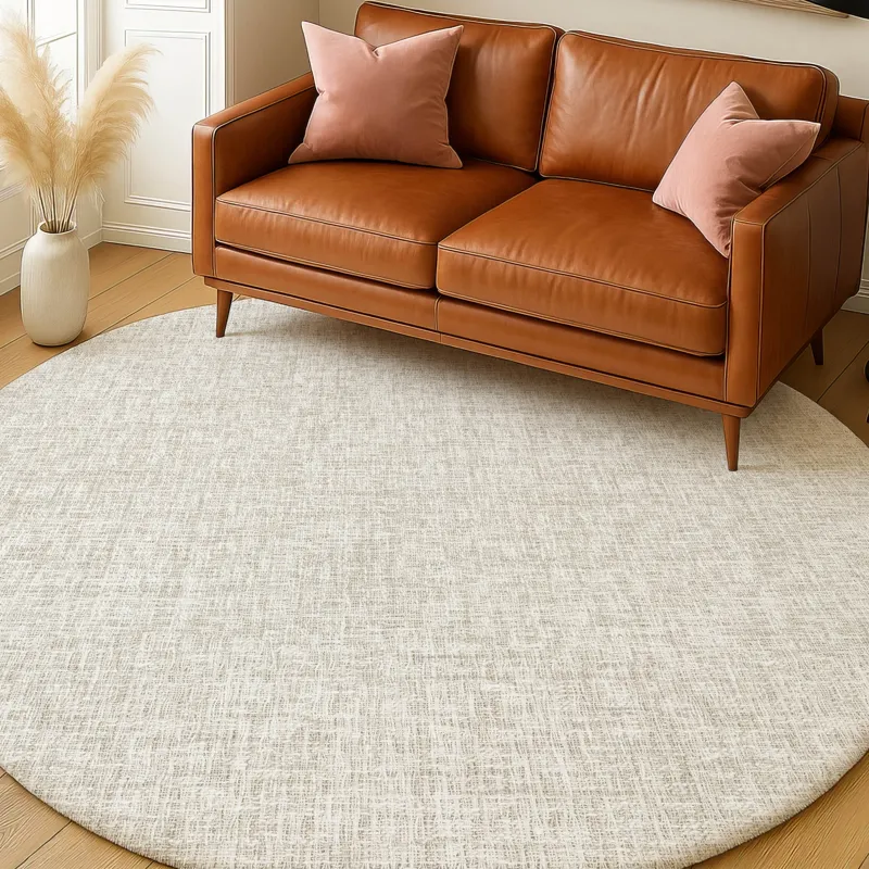 Luxury Washable Voyage Linen 8\' x 8\' Round Rug