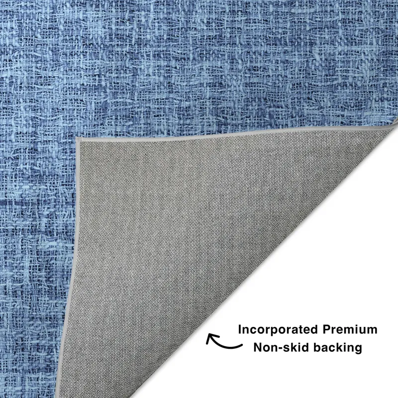 Luxury Washable Voyage Navy 2\'3\" x 7\'6\" Runner Rug