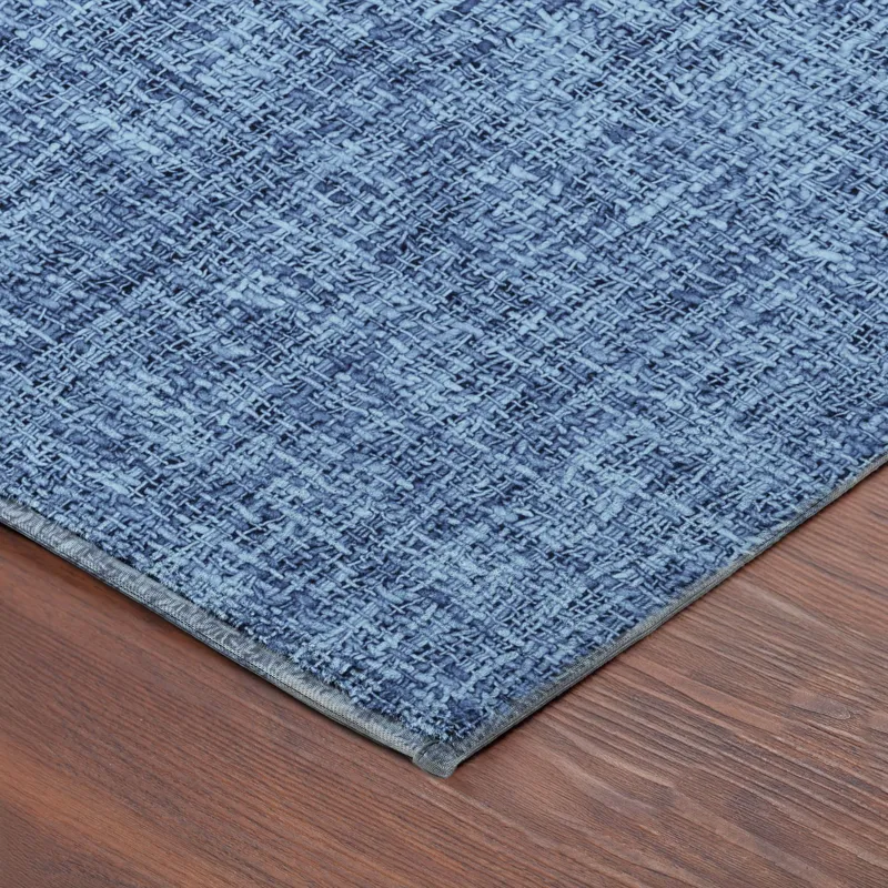 Luxury Washable Voyage Navy 2\'3\" x 7\'6\" Runner Rug