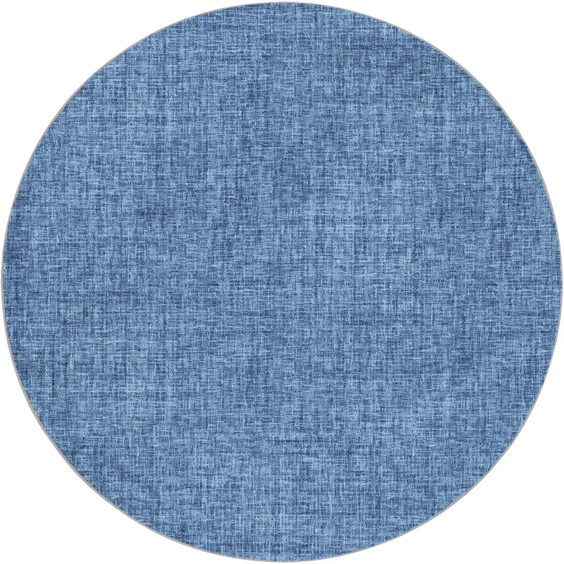 Luxury Washable Voyage Navy 8\' x 8\' Round Rug