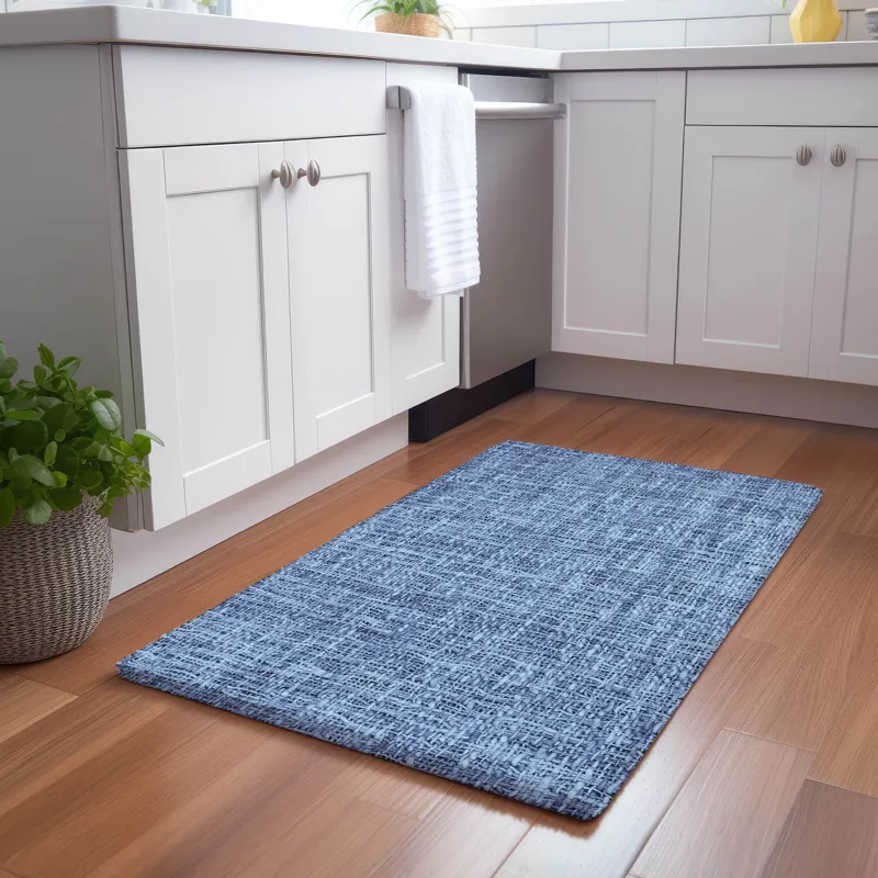 Luxury Washable Voyage Navy 1\'8\" x 2\'6\" Rug