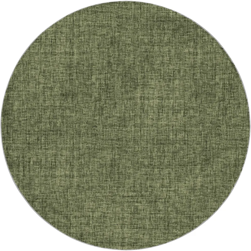 Luxury Washable Voyage Olive 8\' x 8\' Round Rug