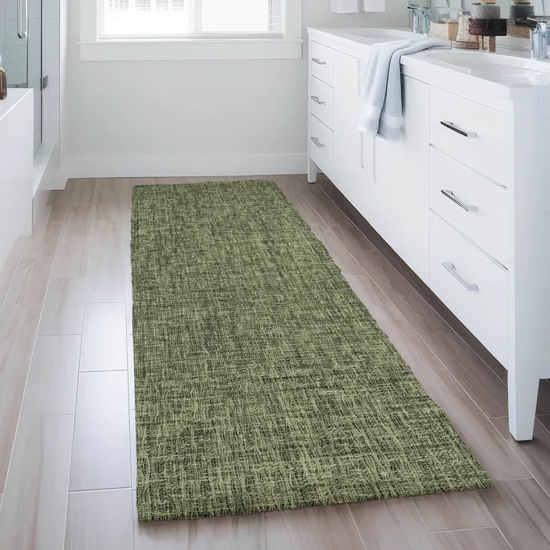Luxury Washable Voyage Olive 2\'3\" x 7\'6\" Runner Rug