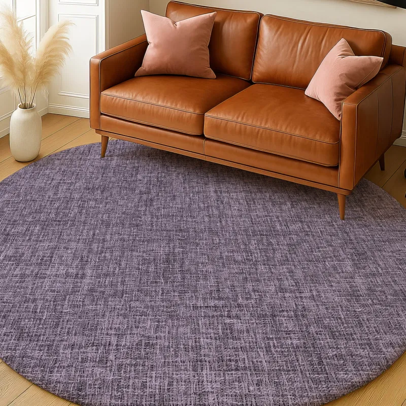 Luxury Washable Voyage Plum 8\' x 8\' Round Rug