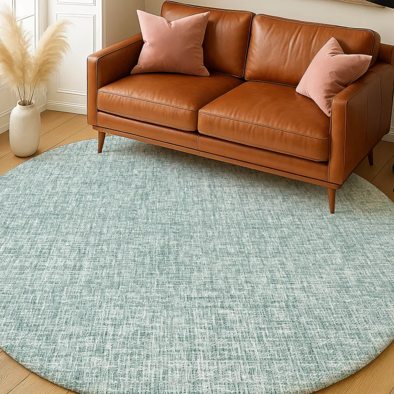 Luxury Washable Voyage Seafoam 8\' x 8\' Round Rug