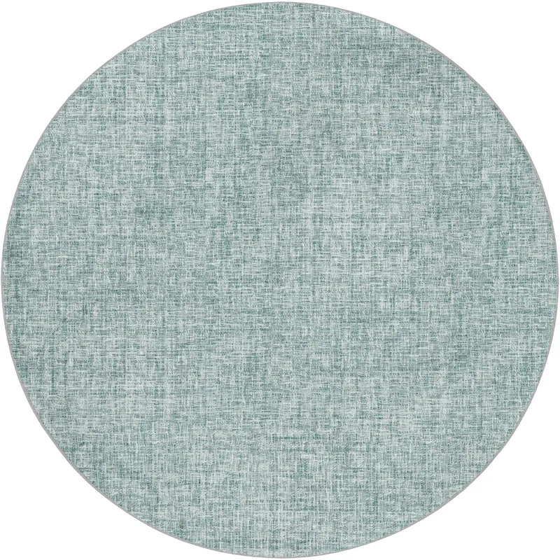 Luxury Washable Voyage Seafoam 8\' x 8\' Round Rug