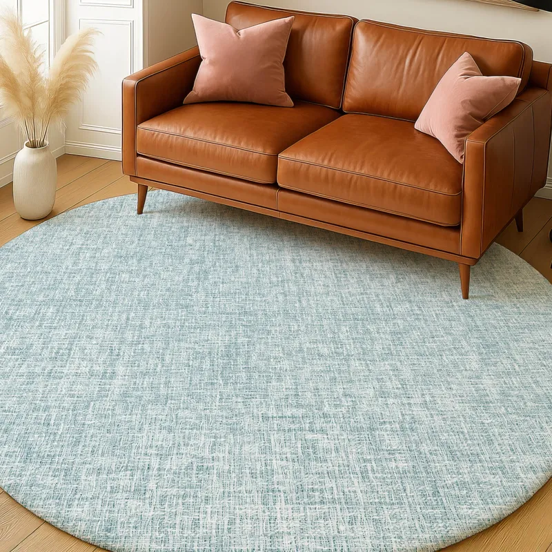 Luxury Washable Voyage Sky 8\' x 8\' Round Rug