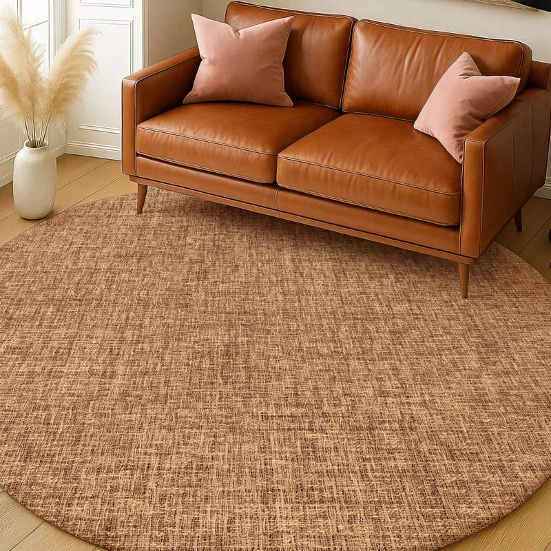 Luxury Washable Voyage Spice 8\' x 8\' Round Rug