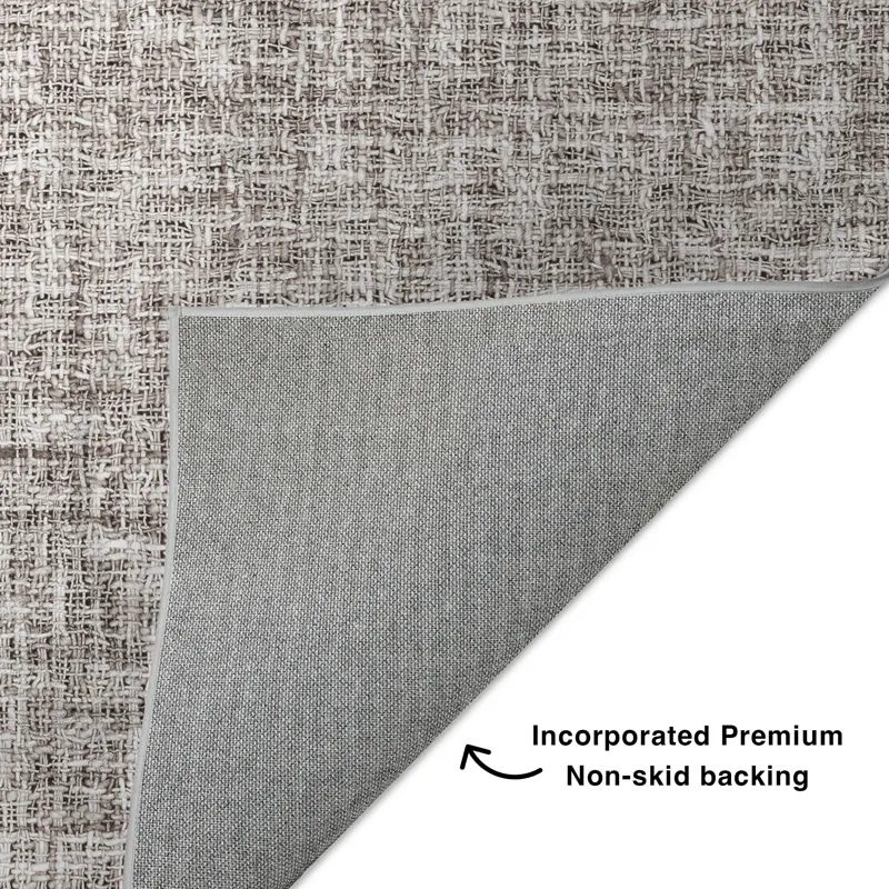 Luxury Washable Voyage Taupe 2\'3\" x 7\'6\" Runner Rug