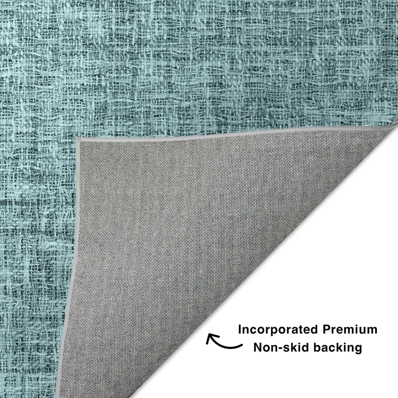 Luxury Washable Voyage Teal 2\'3\" x 7\'6\" Runner Rug
