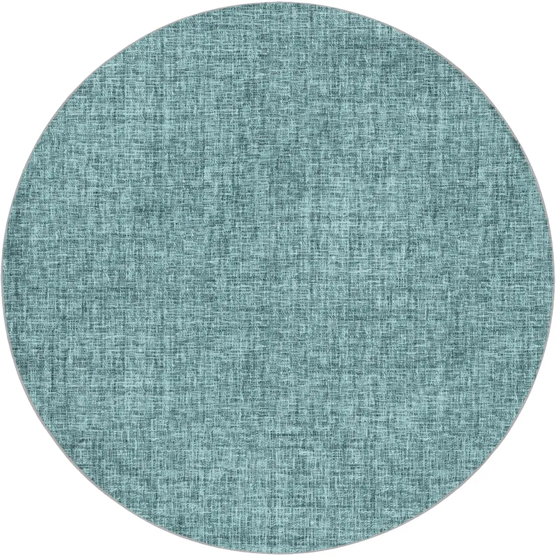 Luxury Washable Voyage Teal 8\' x 8\' Round Rug