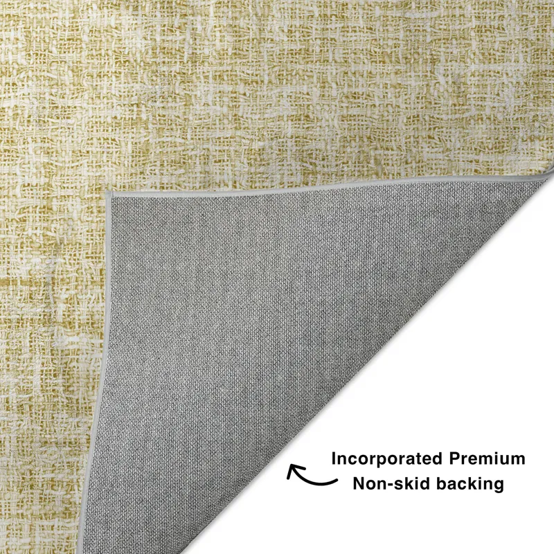 Luxury Washable Voyage Wheat 1\'8\" x 2\'6\" Rug