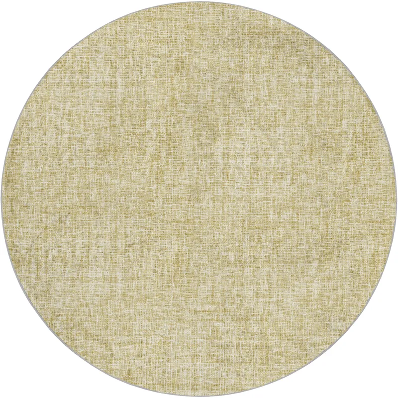 Luxury Washable Voyage Wheat 8\' x 8\' Round Rug