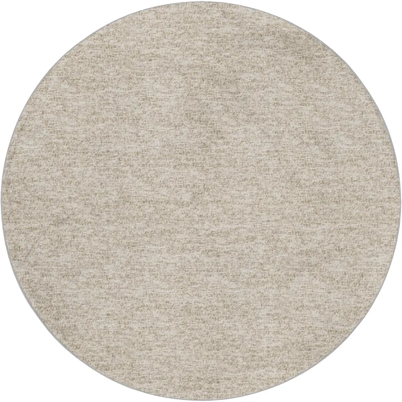 Luxury Washable Voyage Beige 8\' x 8\' Round Rug