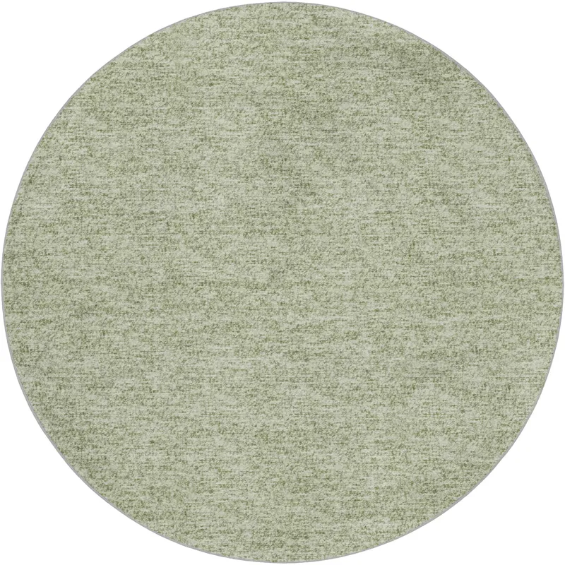 Luxury Washable Voyage Celery 8\' x 8\' Round Rug