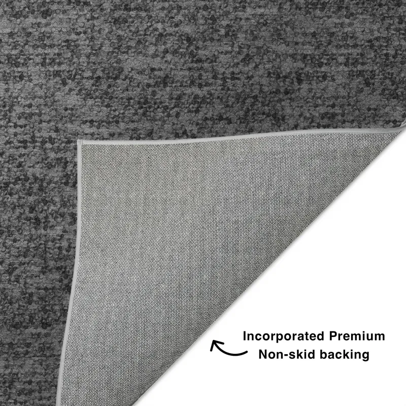Luxury Washable Voyage Charcoal 2\'3\" x 7\'6\" Runner Rug