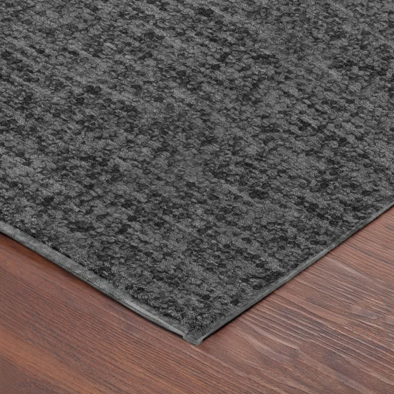 Luxury Washable Voyage Charcoal 2\'3\" x 7\'6\" Runner Rug