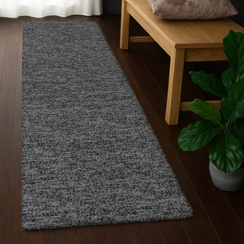 Luxury Washable Voyage Charcoal 2\'3\" x 7\'6\" Runner Rug