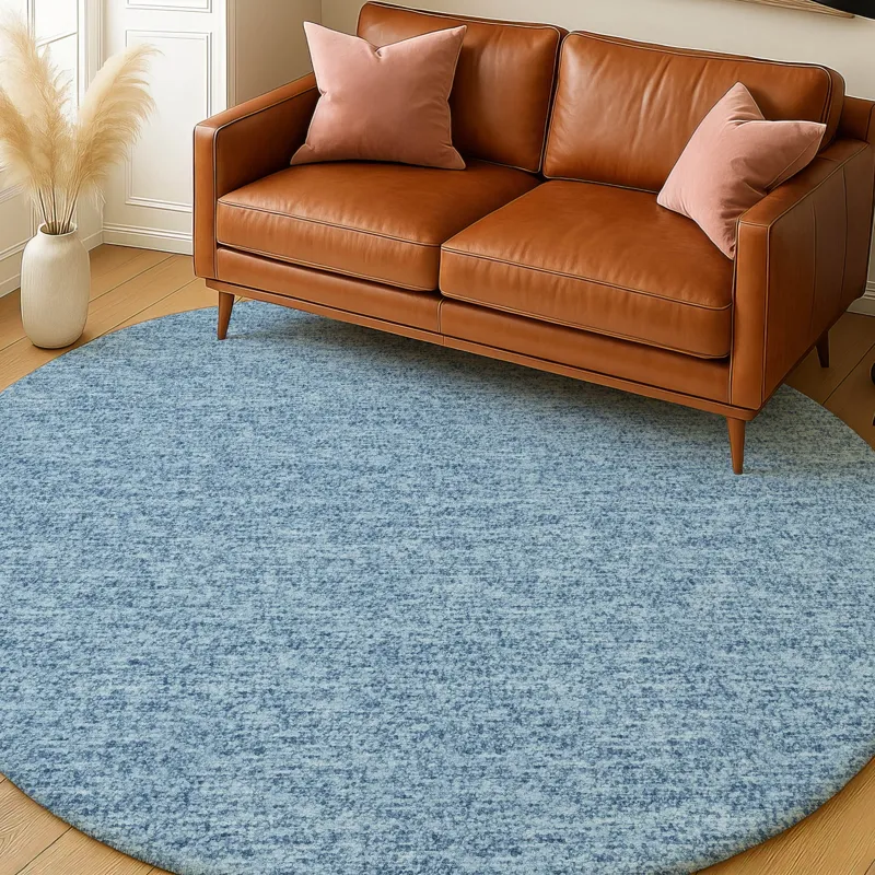Luxury Washable Voyage Denim 8\' x 8\' Round Rug
