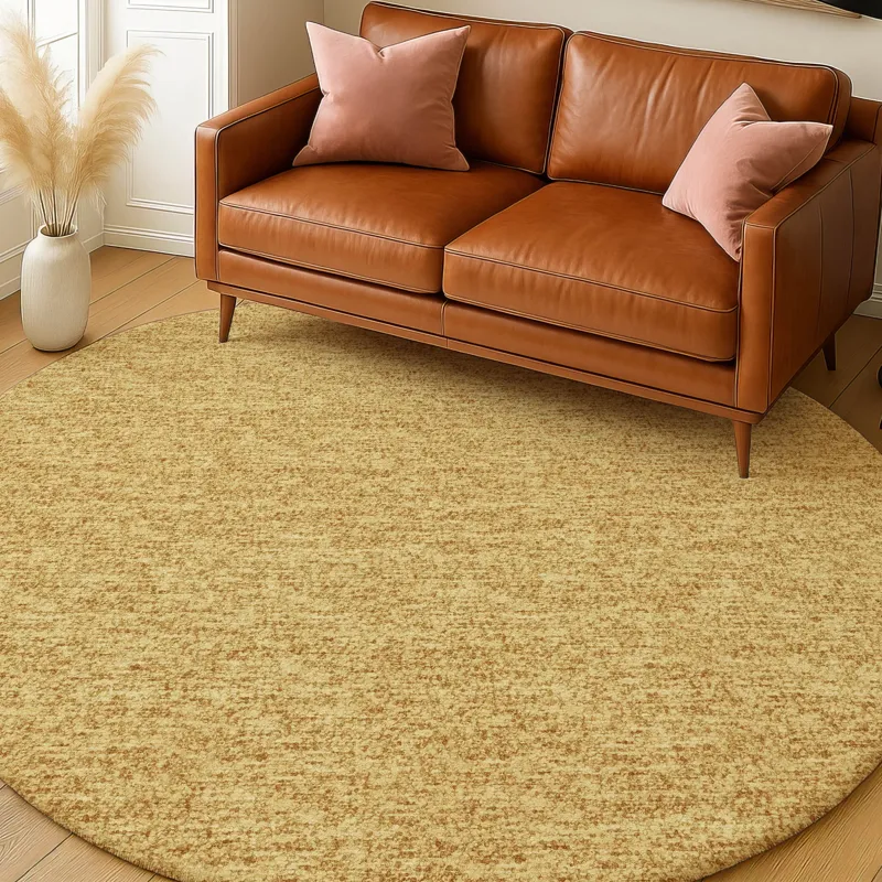 Luxury Washable Voyage Gold 8\' x 8\' Round Rug