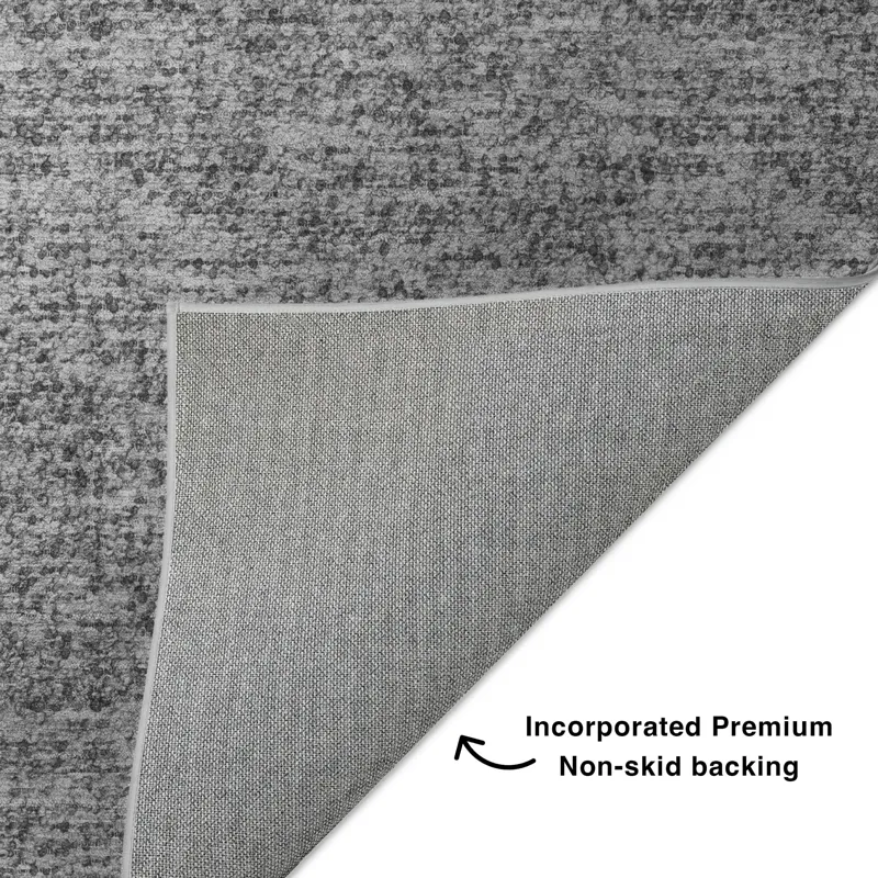 Luxury Washable Voyage Gray 2\'3\" x 7\'6\" Runner Rug