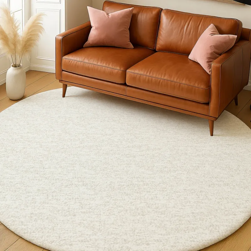 Luxury Washable Voyage Ivory 8\' x 8\' Round Rug
