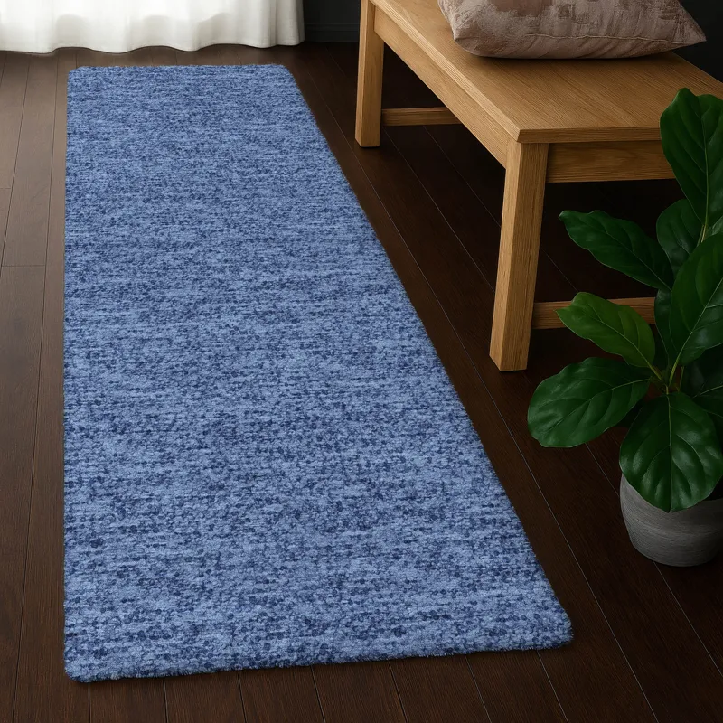 Luxury Washable Voyage Navy 2\'3\" x 7\'6\" Runner Rug