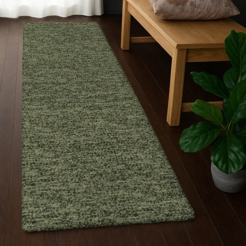 Luxury Washable Voyage Olive 2\'3\" x 7\'6\" Runner Rug