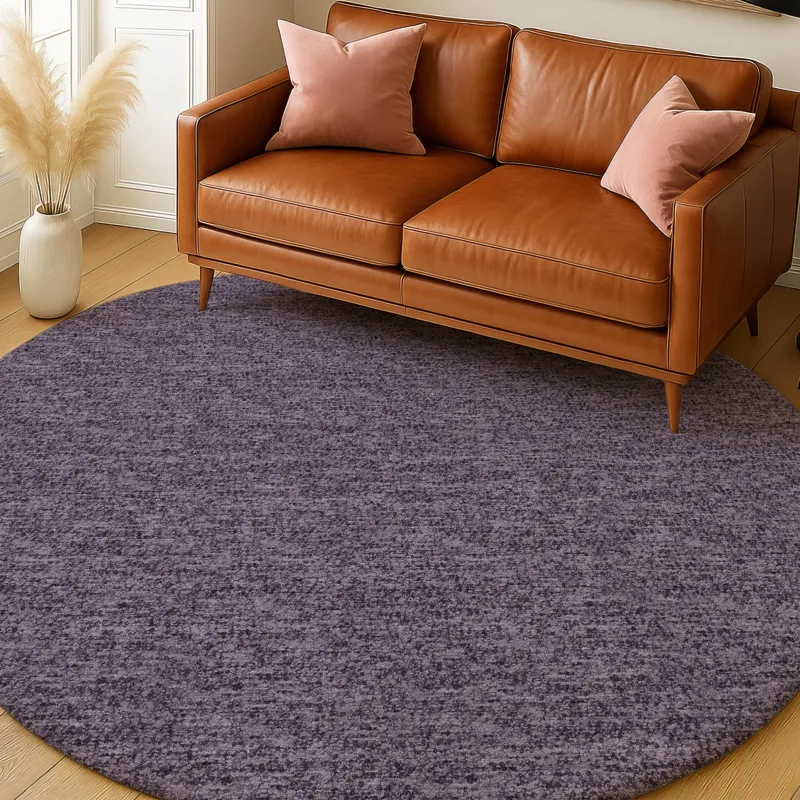 Luxury Washable Voyage Plum 8\' x 8\' Round Rug