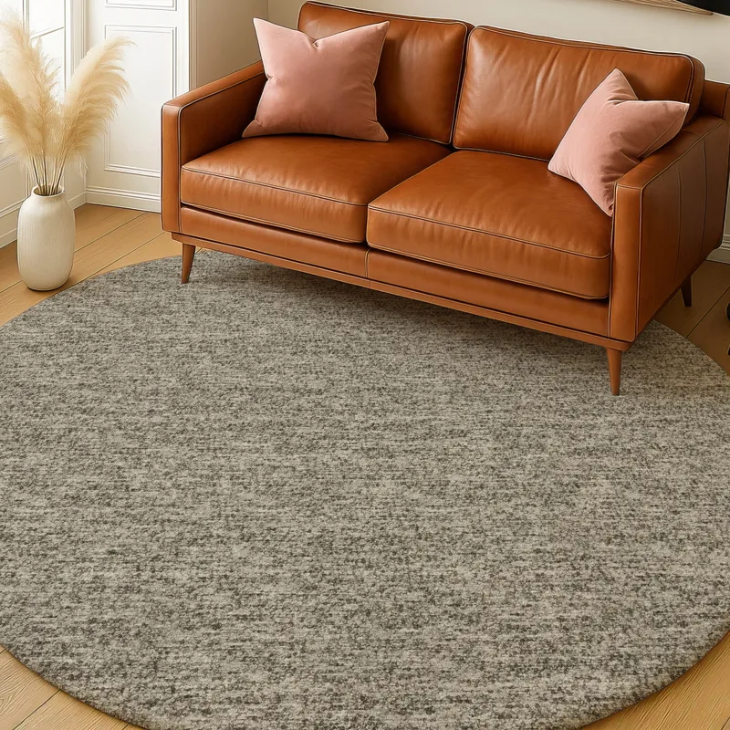 Luxury Washable Voyage Putty 8\' x 8\' Round Rug