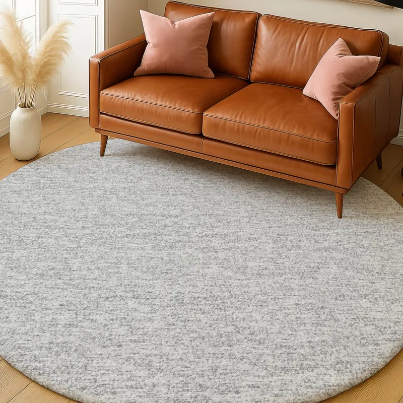 Luxury Washable Voyage Silver 8\' x 8\' Round Rug