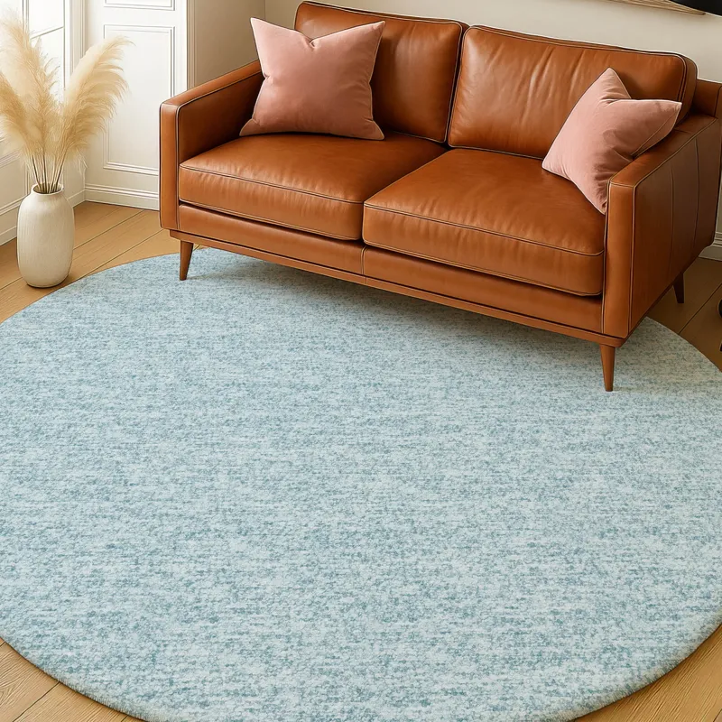 Luxury Washable Voyage Sky 8\' x 8\' Round Rug