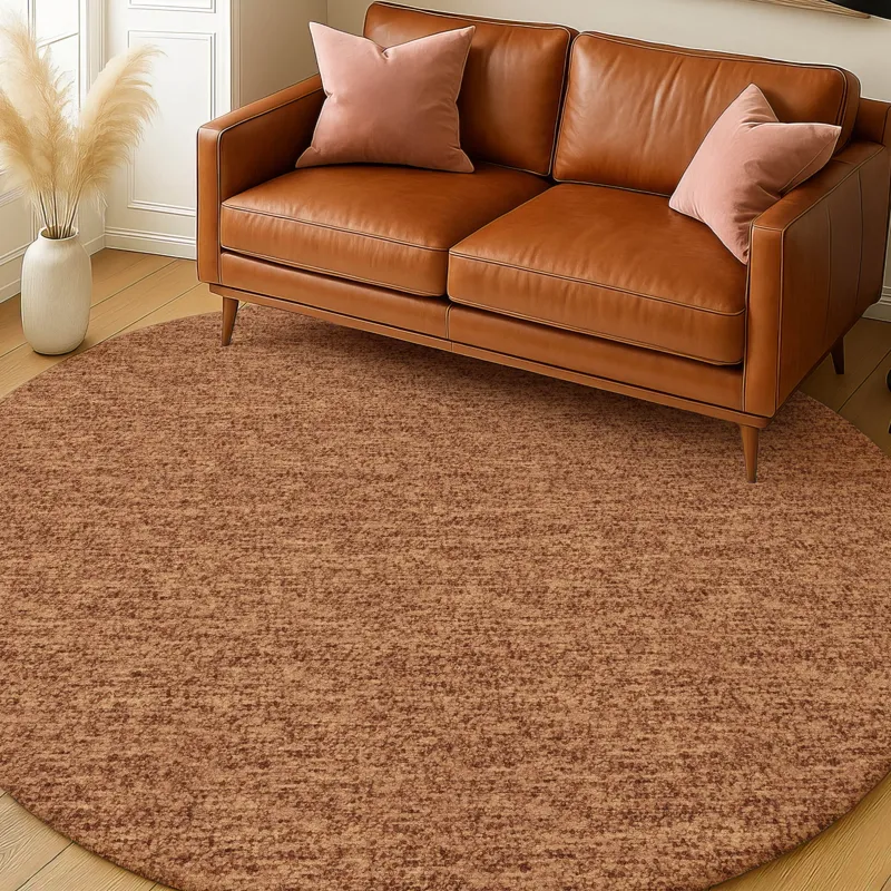 Luxury Washable Voyage Spice 8\' x 8\' Round Rug