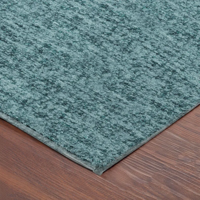 Luxury Washable Voyage Teal 2\'3\" x 7\'6\" Runner Rug