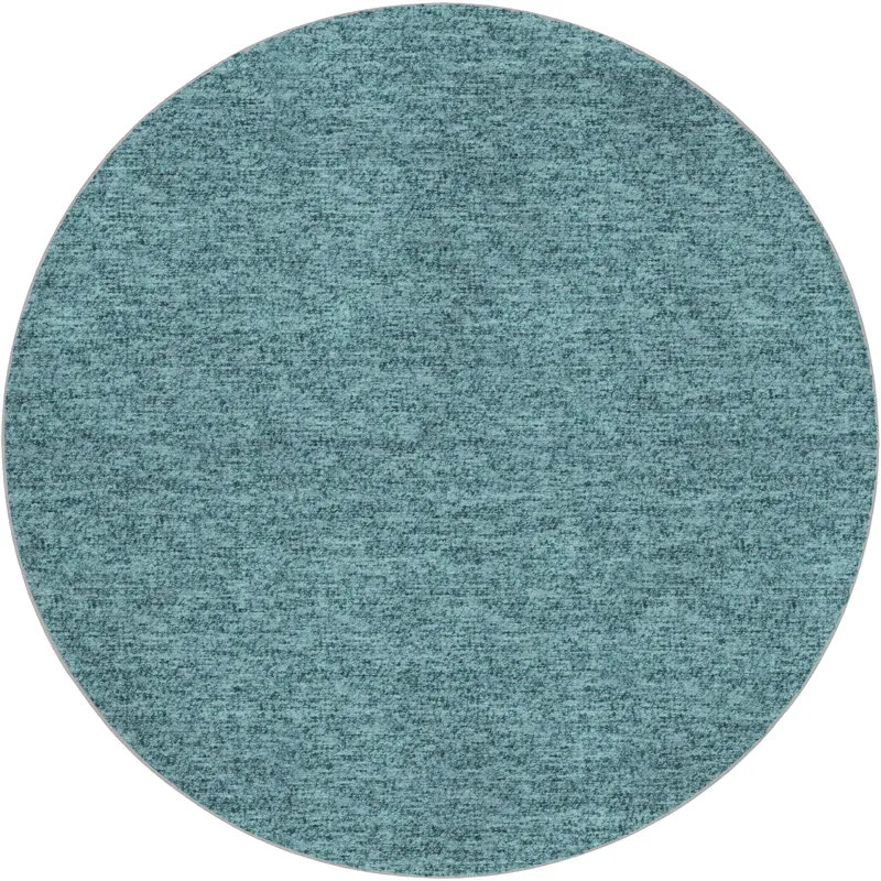 Luxury Washable Voyage Teal 8\' x 8\' Round Rug
