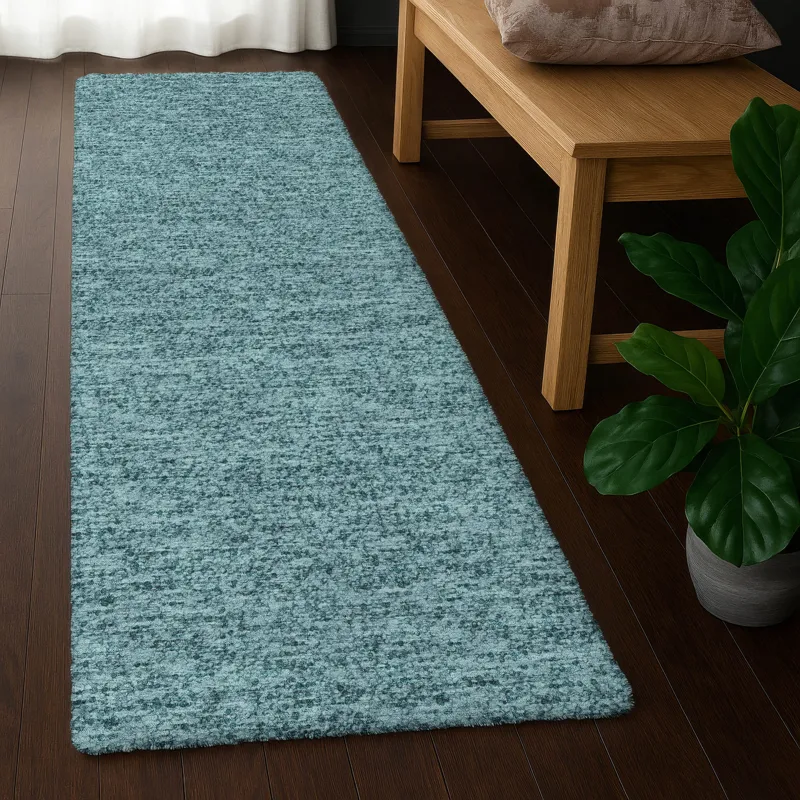 Luxury Washable Voyage Teal 2\'3\" x 7\'6\" Runner Rug