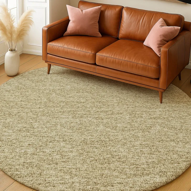 Luxury Washable Voyage Walnut 8\' x 8\' Round Rug