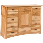 Arts & Crafts 12-Drawer 1-Door Triple Dresser with Tall Medium Mirror