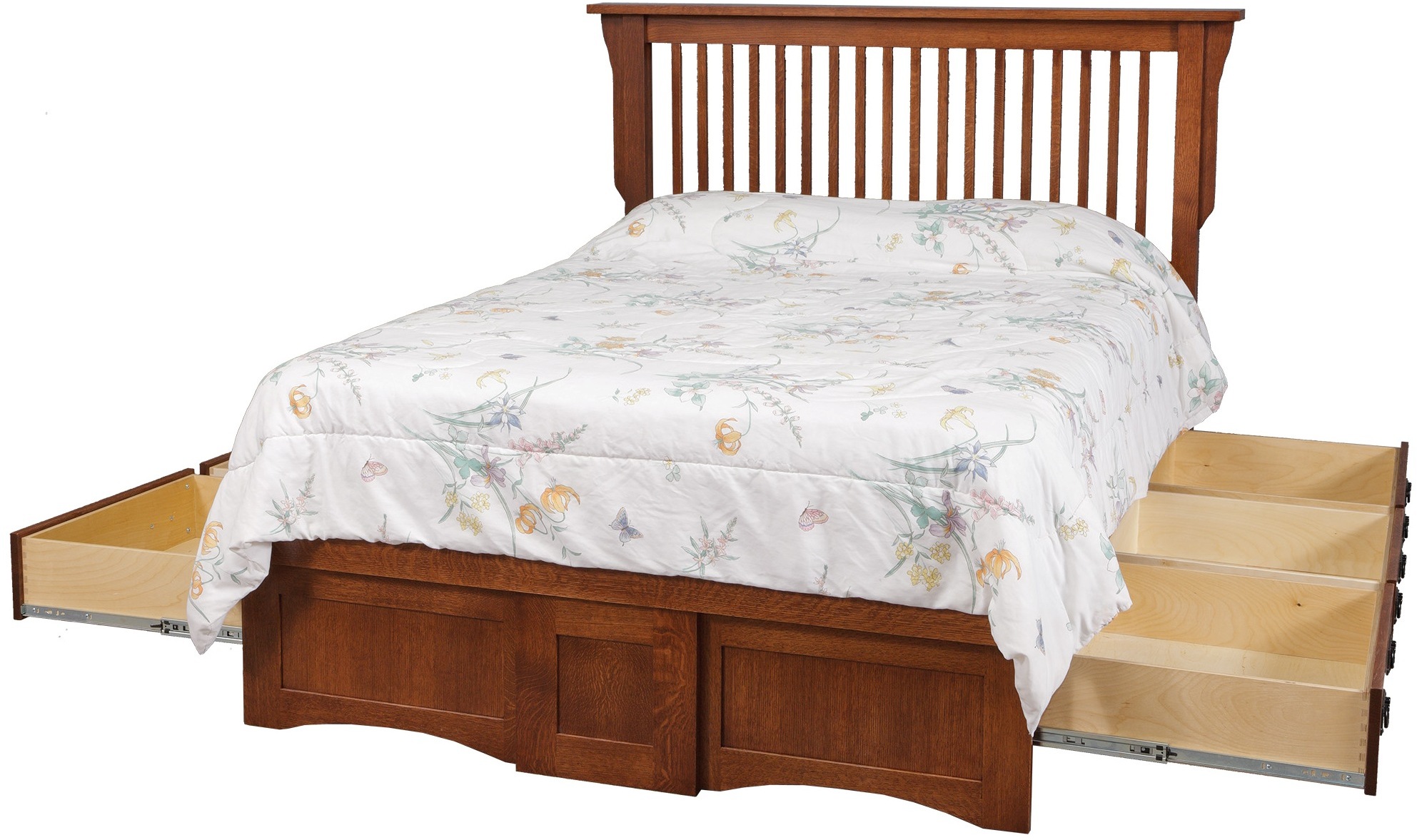 Mission Queen Pedestal Bed w/ 6 Drawers (3 each side) 303113,303163,303193,303167 by Daniel