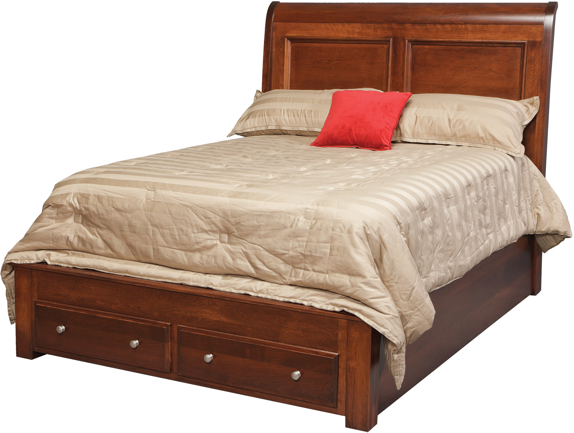Classic Queen Sleigh Pedestal Bed w/ 2Drawers in Footboard 308013,32