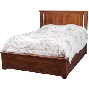 Elegance Queen Pedestal Bed w/ Two Footboard Drawers