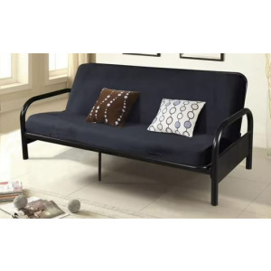 Bi-Fold Full Size Futon Frame w/Curved Arms - Black