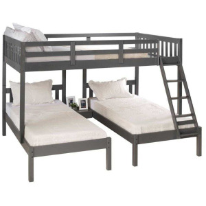 Full Over Double Twin Bed Loft Bunk - Dark Grey