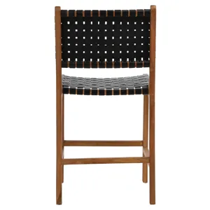 Dale Counter Stool Black Leather Nat Frame
