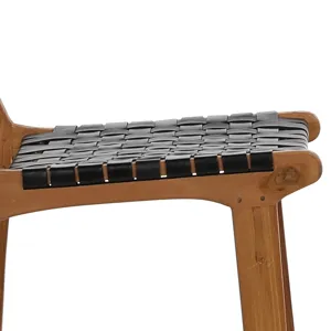 Dale Counter Stool Black Leather Nat Frame