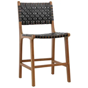 Dale Counter Stool Black Leather Nat Frame