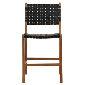 Dale Counter Stool Black Leather Nat Frame