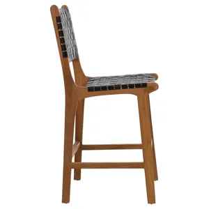 Dale Counter Stool Black Leather Nat Frame
