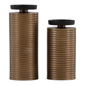 Kaolin Candle Holder Set Of 2 Antique Brass