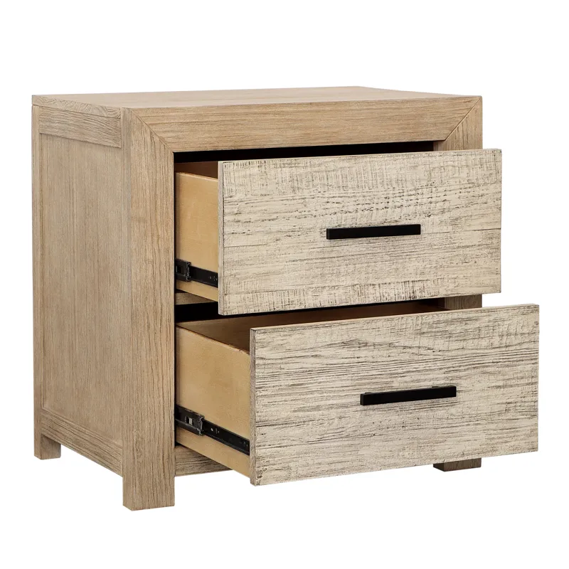 Roux Double Drawer Nightstand Light Warm Wash
